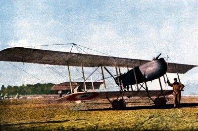 A pilot and a Belgian Farman F.40 No. 10 (called Kodak), which served as a reconnaissance aircraft, Verdun, September 1916 by Jules Gervais Courtellemont